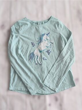 Girl's Jumping Beans Kohl's Unicorn Tee Sequin Size 8 Mint Green Long Sleeve